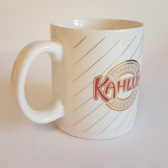 Set of 2 Vintage Kahlua Liqueur Mugs Teacups White Red Gold Kahlua Coffee Mugs - Picture 7 of 16